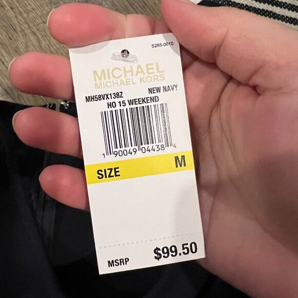 NWT Michael Kors side tuxedo stripe long sleeve dress size M - Picture 10 of 10